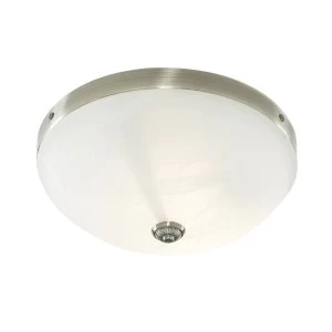 Image of 2 Light Flush Ceiling Light Antique Brass with Marble Glass, E14
