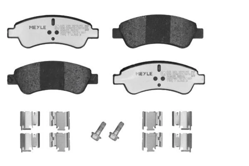 Image of MEYLE 025 235 9919/PD Brake pad set Front Axle, not prepared for wear warning indicator, with accessories, MEYLE-PD Quality, with brake caliper screws