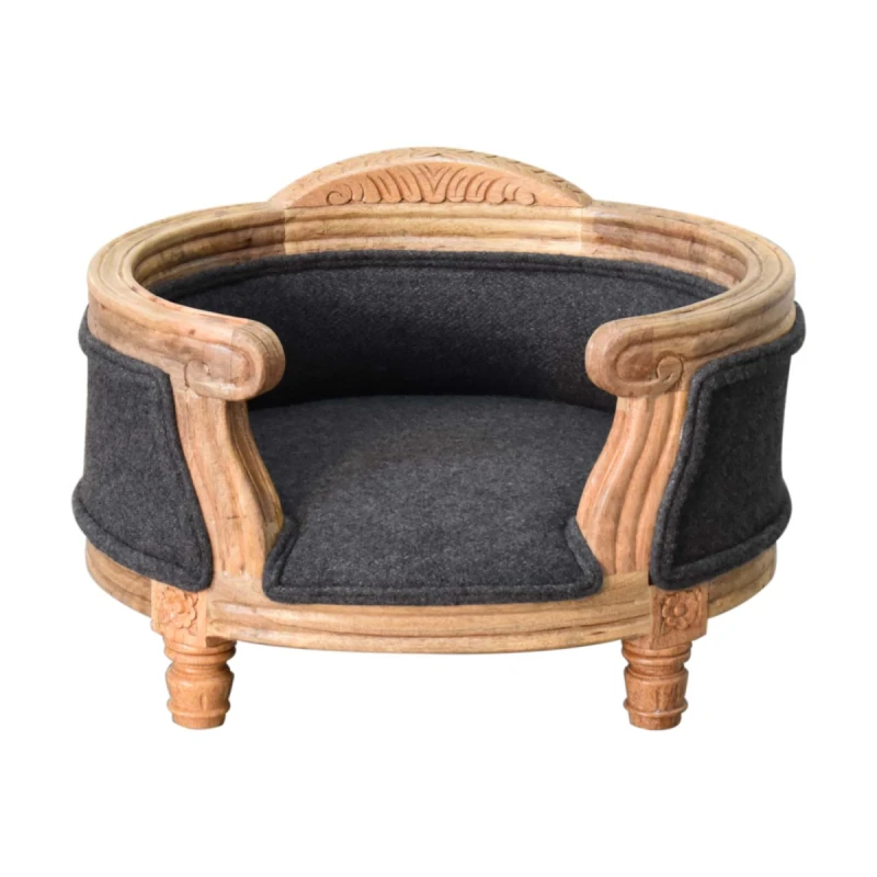 Image of Artisan Furniture Artisan Furniture Solid Wood Carved Battleship Tweed Pet Bed