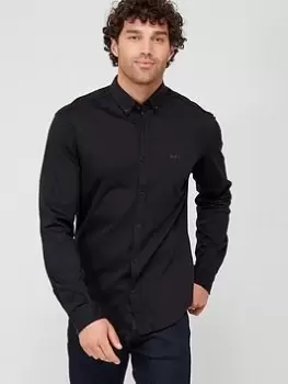 Image of BOSS Biado_r Long Sleeve Regular Fit Shirt - Black, Size 2XL, Men