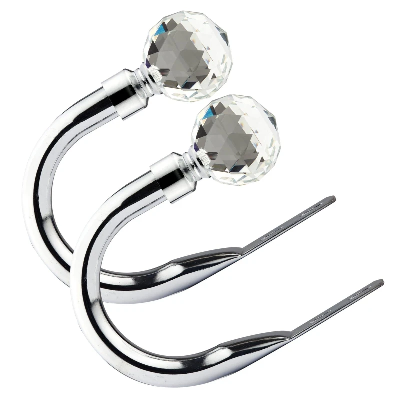 Image of Crystal - Pair of Holdaback Tiebacks with End Finials in Matt Black - Chrome - Emma Barclay TJ Hughes 5050238081000