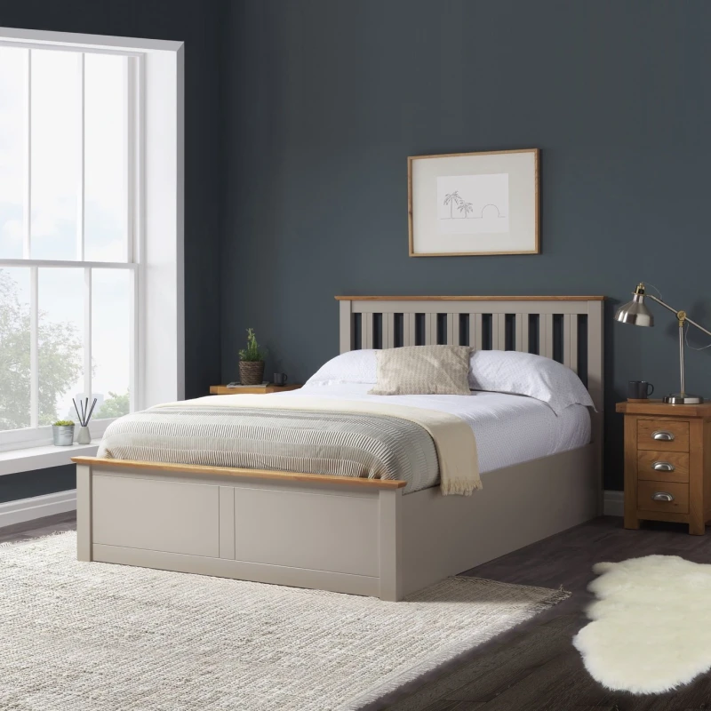 Image of Birlea Birlea Phoenix Small Double Ottoman Bed with Mattress - Grey