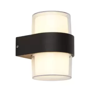 Image of Searchlight Round LED Outdoor Up & Down Wall Light - Black