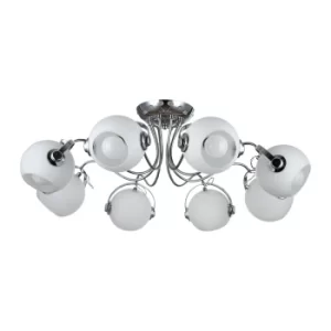 image of Modern Joel 8 Light Chrome Ceiling Lamp Glass Shade