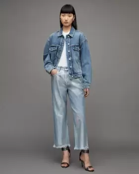 Image of AllSaints April High-Rise Straight Metallic Jeans