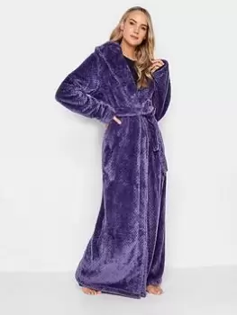 image of Long Tall Sally Honeycomb Hooded Maxi Robe, Purple, Size 10-12, Women