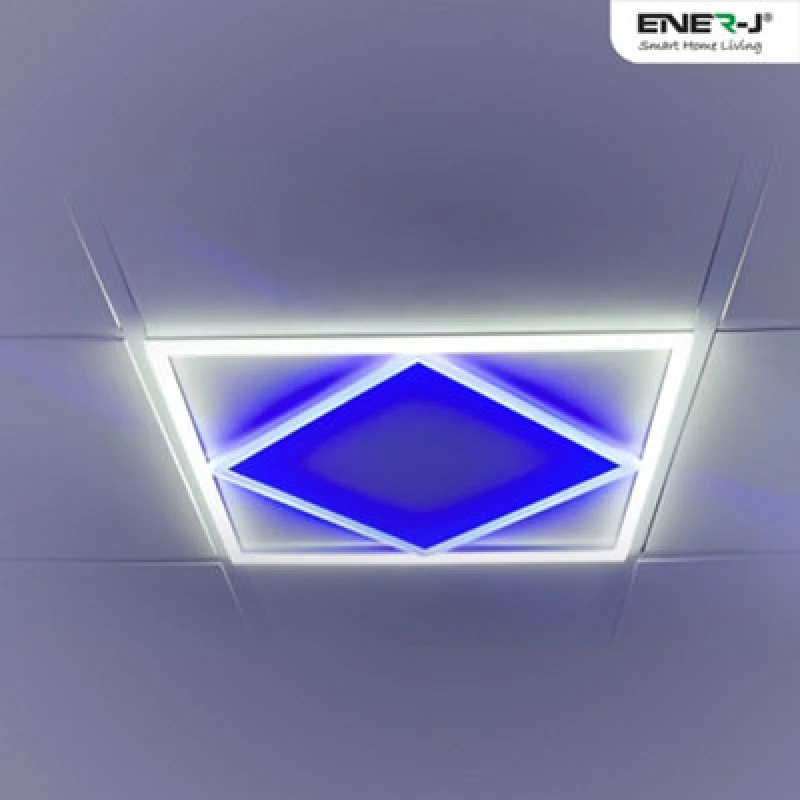 Image of Ener-J Double Square Borderline LED Panel, 60X60 40W 4000 Lumens, 6000K On Border And Blue Inside, T