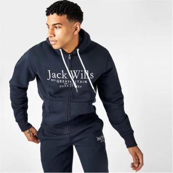 image of Jack Wills Pinebrook Graphic Zip Hoodie - Navy