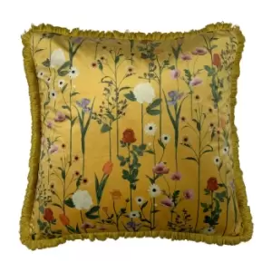 Image of Fleura Floral Cushion Ochre, Ochre / 50 x 50cm / Polyester Filled