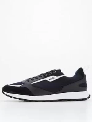 Image of HUGO Icelin Mix Fabric Runner Trainers, Navy, Size 12, Men