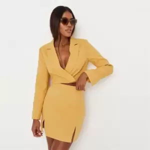 image of Missguided Tailored Double Split Mini Skirt - Yellow