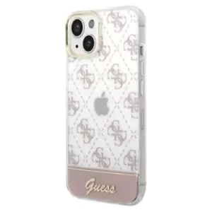 image of Guess Peony Glitter Script Logo iPhone 14 Plus Hybrid Case - Pink