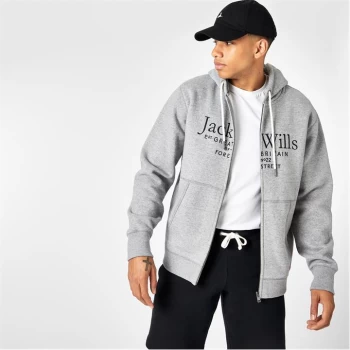 image of Jack Wills Pinebrook Graphic Zip Hoodie - Grey Marl