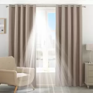 Image of Riva Home Twilight Blackout Ringtop Eyelet Curtains (Pair) Polyester Natural (117X183Cm)