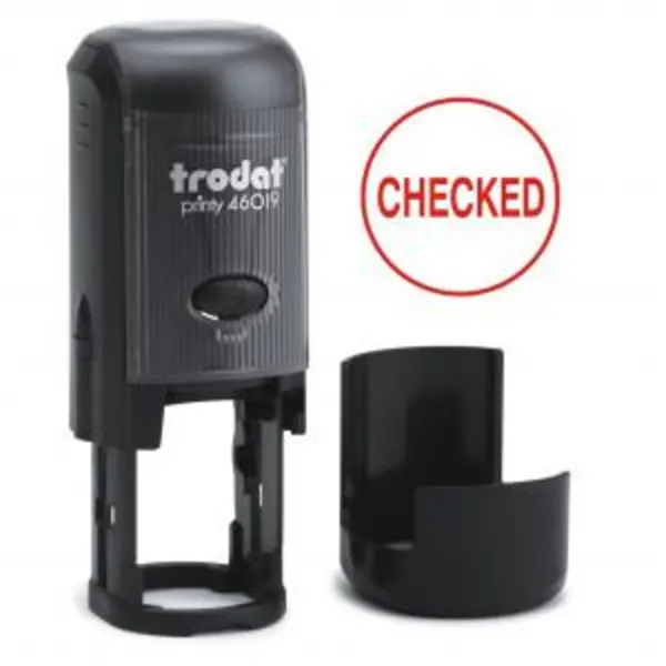 Image of Trodat Printy 46019 Self Inking Word Stamp CHECKED 19mm Diameter Red EXR10673TD