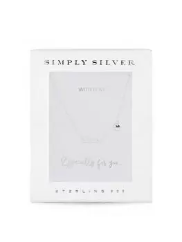 image of Simply Silver Sterling Silver Mini Love Necklace, Silver, Women