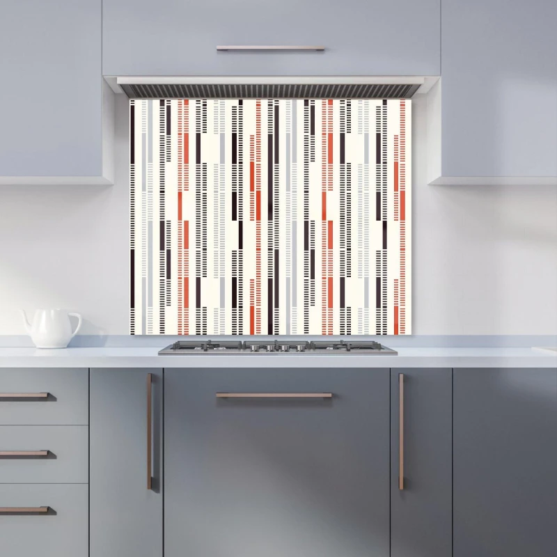 Image of Warren Reed - Designer Dashed Stroke Pattern Kitchen Splashback in Red Size: 700mm x 650mm Red Unisex 700mm x 650mm