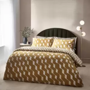 image of Zabine Abstract Cotton Rich Reversible Duvet Cover Set Honey, Honey / King