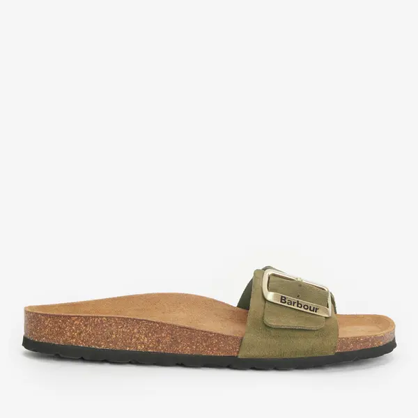 Image of Barbour Womens Benton Single Strap Suede Sandals - UK 5 Green Sandals female LFO0710OL12 5