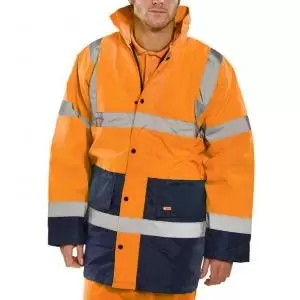 Image of Beeswift CONSTRUCTOR TRAFFIC Jacket TWO TONE FLEECE LINED OrangeNavy