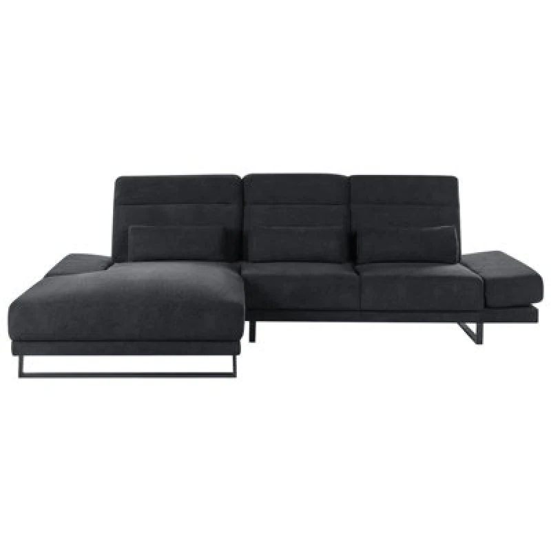 Image of Beliani Corner Sofa 4 Seater Ikast Fabric Black Right Hand