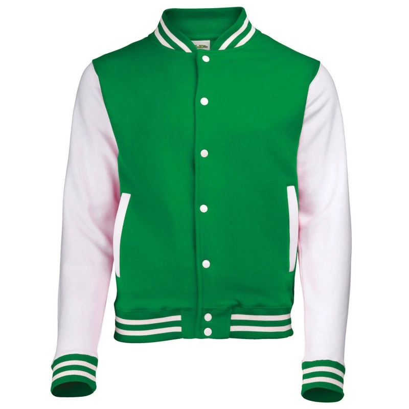 Image of AWDis AWDis Men Varsity Jacket in Bright Green Size: X-Small Bright Green XS Male 5063527492319
