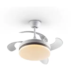 Schuller Lighting - Schuller Vento Mini Ceiling Fan Matt White And Bronze 3000-6000K Remote Control