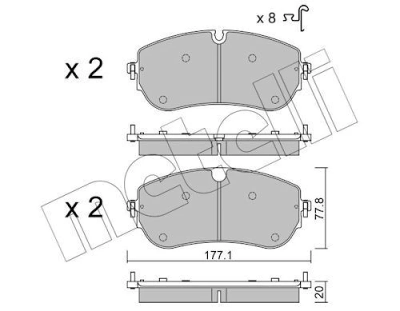 Image of METELLI Brake pad set METELLI 22-1342-0