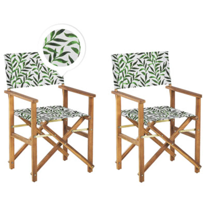 Image of Beliani Set Of 2 Garden Chairs Cine Acacia Wood White