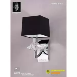 image of Akira wall light with 1-light switch E14, polished chrome with Black lampshade