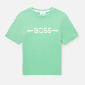 Image of Hugo Boss Boys' Line Logo Short Sleeve T-Shirt - Green - 10 Years