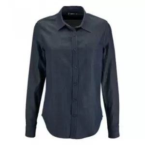 Image of SOLS Womens/Ladies Barry Long Sleeve Denim Shirt (M) (Denim Brut)