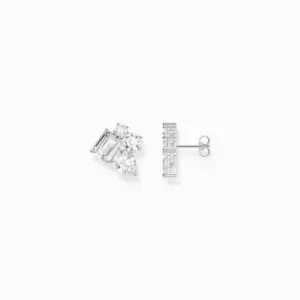 image of Sterling Silver White Mixed Stones Stud Earrings H2275-051-14