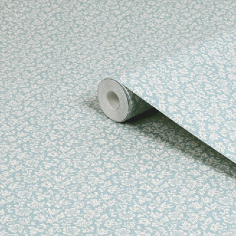 Image of Laura Ashley The Wholesome Home Sweet Alyssum Pale Seaspray Blue Smooth Wallpaper