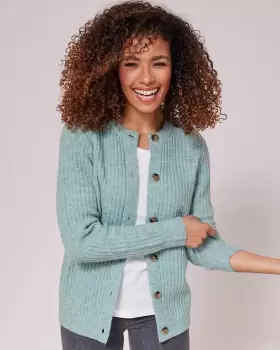 Image of Cotton Traders Womens Cosy Button Cardigan in Green