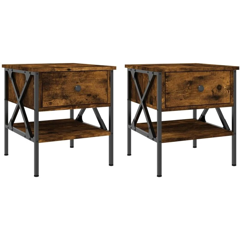 Image of VIDAXL Bedside Tables 2 pcs Smoked Oak 40x42x45cm Engineered Wood Vidaxl 8720845939175