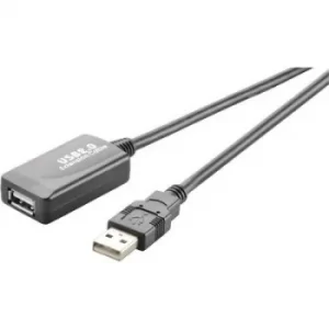 Image of Renkforce USB cable USB 2.0 USB-A plug, USB-A socket 15m Black gold plated connectors