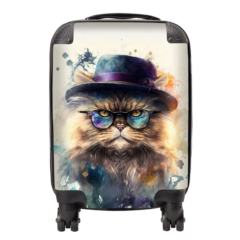 Image of Warren Reed - Designer Persian Cat Splashart Suitcase Size: Small Multicolor Unisex Small