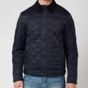 Image of Barbour Tartan Mens Lemal Quilted Jacket - Navy - L