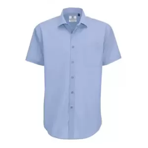 Image of B&C Mens Smart Short Sleeve Shirt / Mens Shirts (S) (Business Blue)