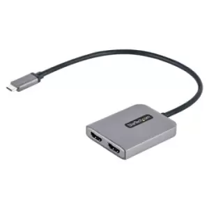 image of StarTech.com USB-C to Dual HDMI MST HUB - Dual HDMI 4K 60Hz - USB Type C Multi Monitor Adapter for Laptop w/ 1ft/30cm cable - DP 1.4 Multi-Stream Tran