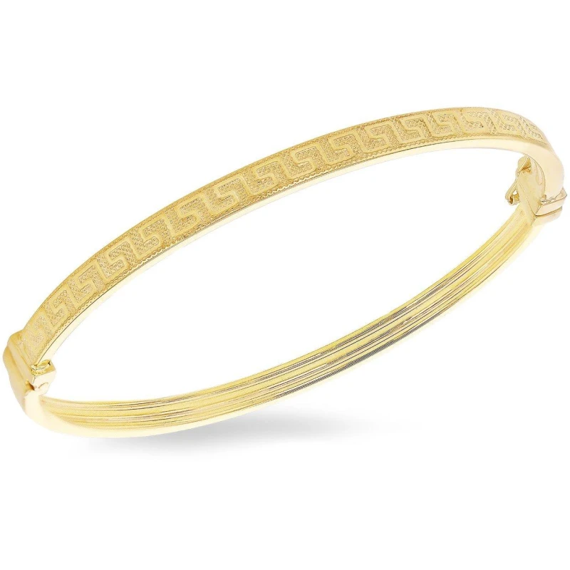 Image of Be You 9ct Gold Greek Key Bangle Yellow Gold female One Size