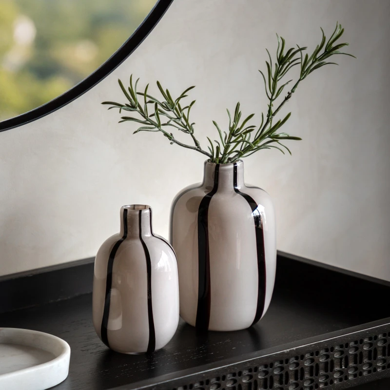 Image of Crossland Grove Monochrome Striped Glass Vase, Silver 5061090000000