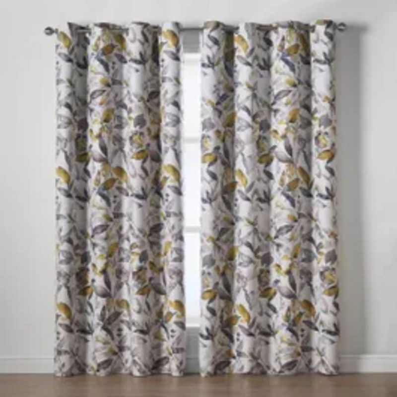 Image of Luxury Living Giverny 90" X 108" Ochre (ring Top Curtains) GIVEOCH9108