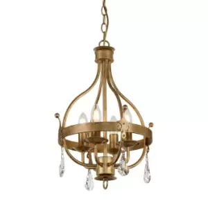 Image of 4 Bulb Ceiling Pendant Light Fitting Gold Patina LED E14 60W Bulb