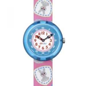 image of Childrens Flik Flak Camping Badge Pink Watch