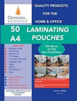 Image of Cathedral (A4) Laminating Pouch 250 Microns (Pack 50)