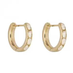 image of Seed Pearl Hoop Yellow Gold Earrings GE2422W