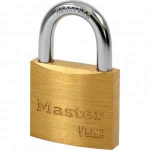 image of Masterlock V Line Brass Padlock Keyed Alike 40mm Standard 3231