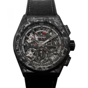 Image of Defy Black Carbon Automatic Skeleton Dial Mens Watch